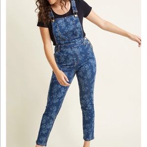 ModCloth Floral Denim Overalls